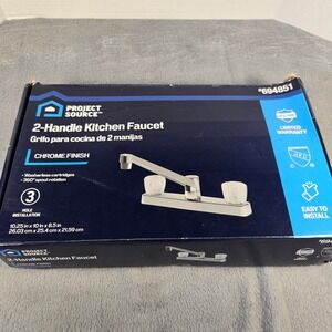 Project Source 2-Handle Kitchen Faucet Chrome Finish 3-Hole #694851 Acrylic Knob
